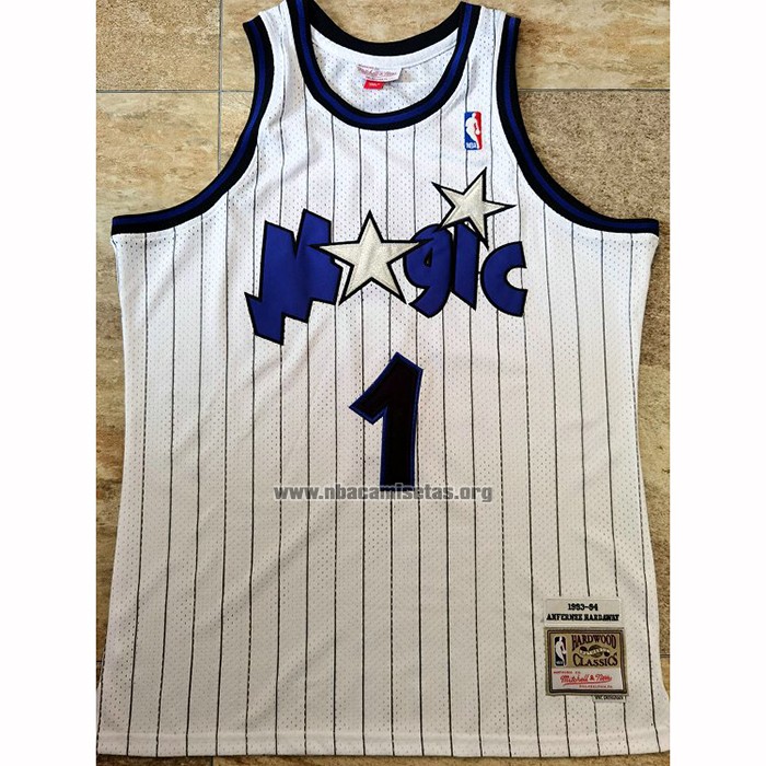 Camiseta Orlando Magic Penny Hardaway NO 1 Hardwood Classics Throwback Blanco